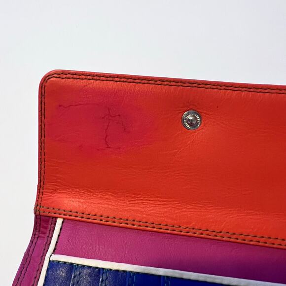 MyWalit Colorful Italian Leather Trifold Wallet ID Window Zip Coin Billfold - Picture 7 of 13